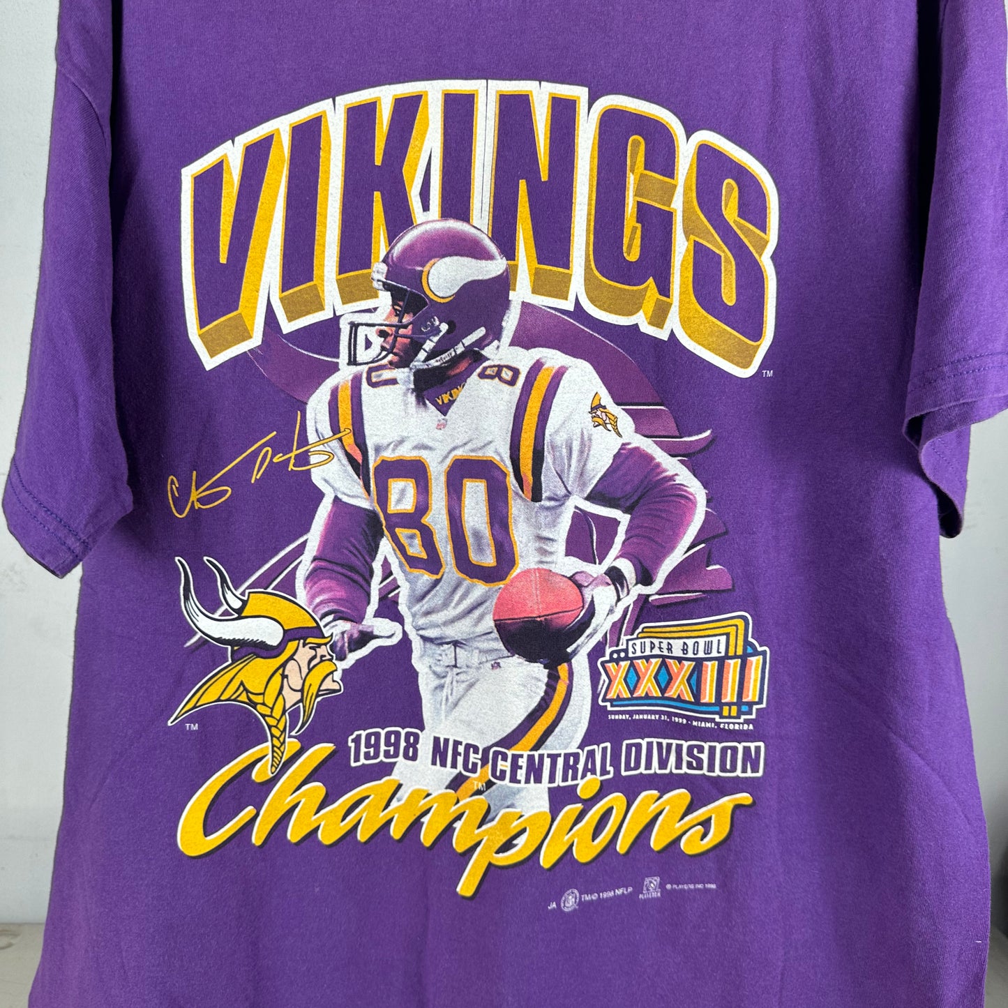 Vintage 1998 Cris Carter Minnesota Vikings NFL NFC Champions T-shirt