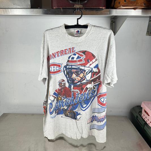 Vintage 1992 Montreal Canadiens Hockey NHL Bulletin Athletic AOP Single Stitch T-shirt