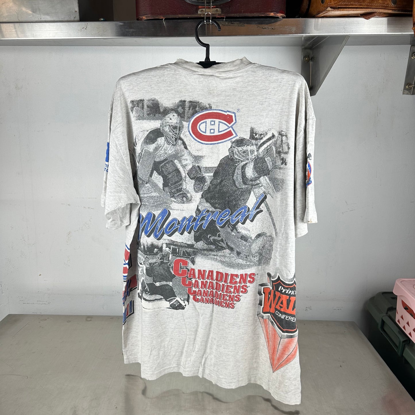 Vintage 1992 Montreal Canadiens Hockey NHL Bulletin Athletic AOP Single Stitch T-shirt