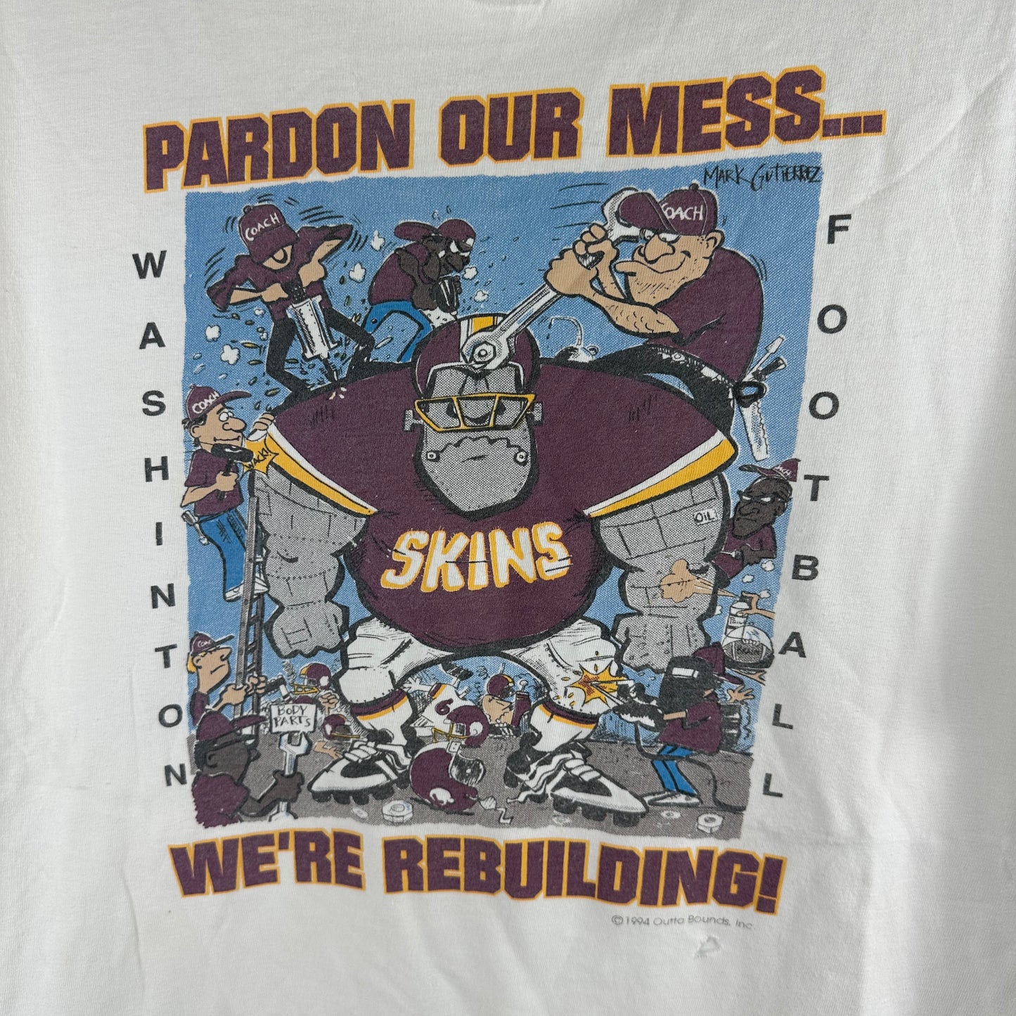 Vintage 1994 Washington Redskins NFL Pardon Our Mess Single Stitch T-shirt