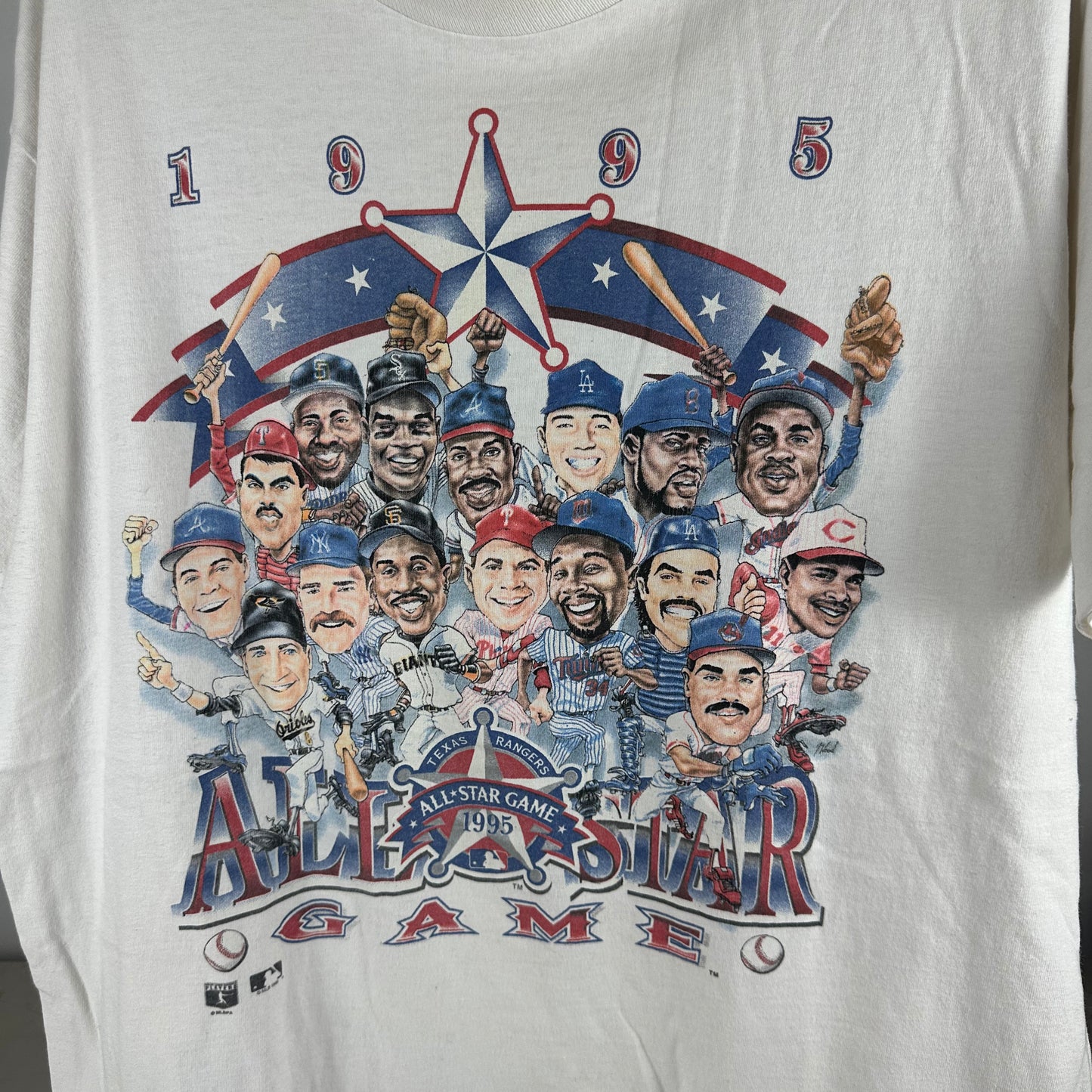 Vintage 1995 MLB Baseball All-Star Game Caricature Salem Sportswear T-shirt