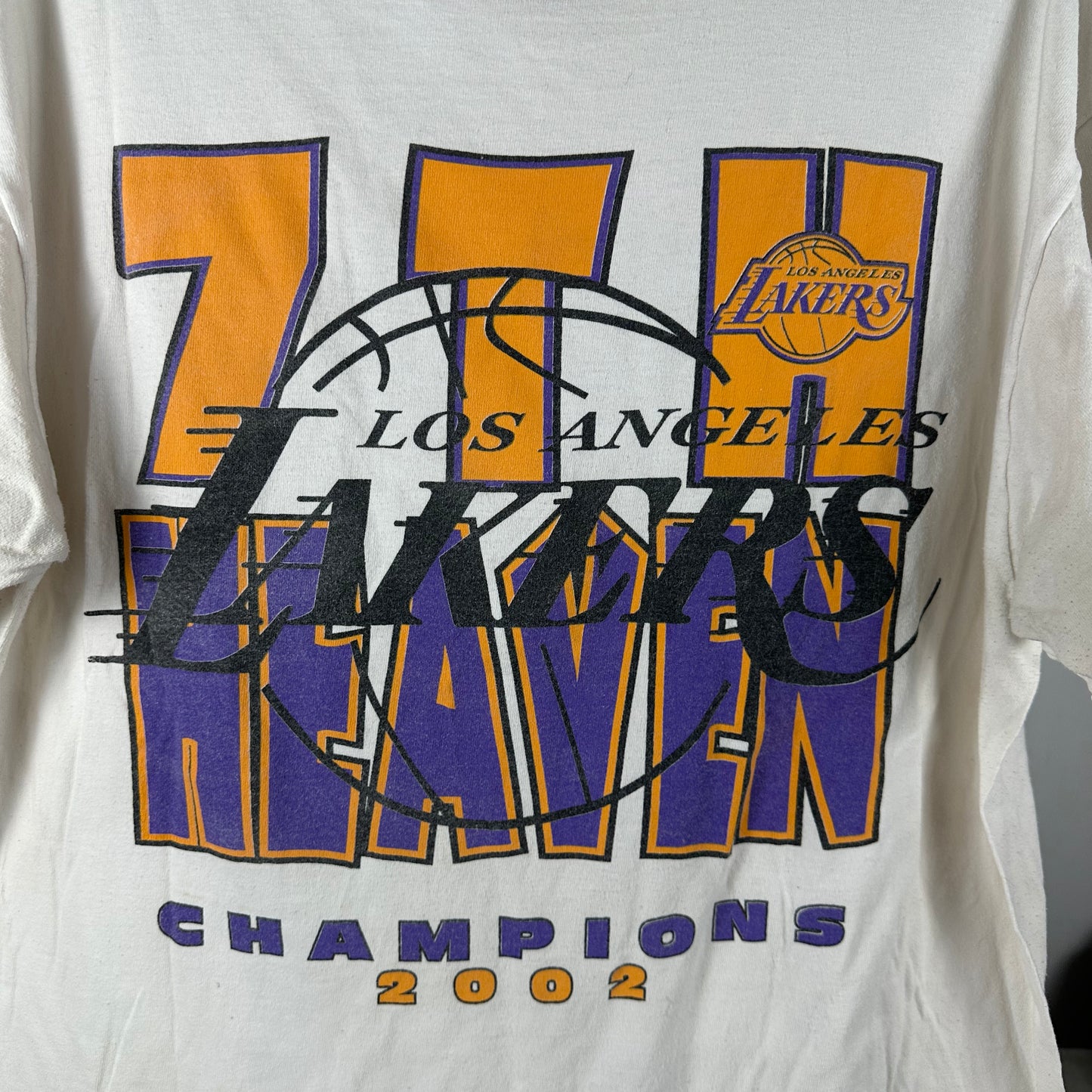 Vintage 2002 LA Lakers Kobe Bryant Shaq NBA We Got 3 Peat Champions T-shirt