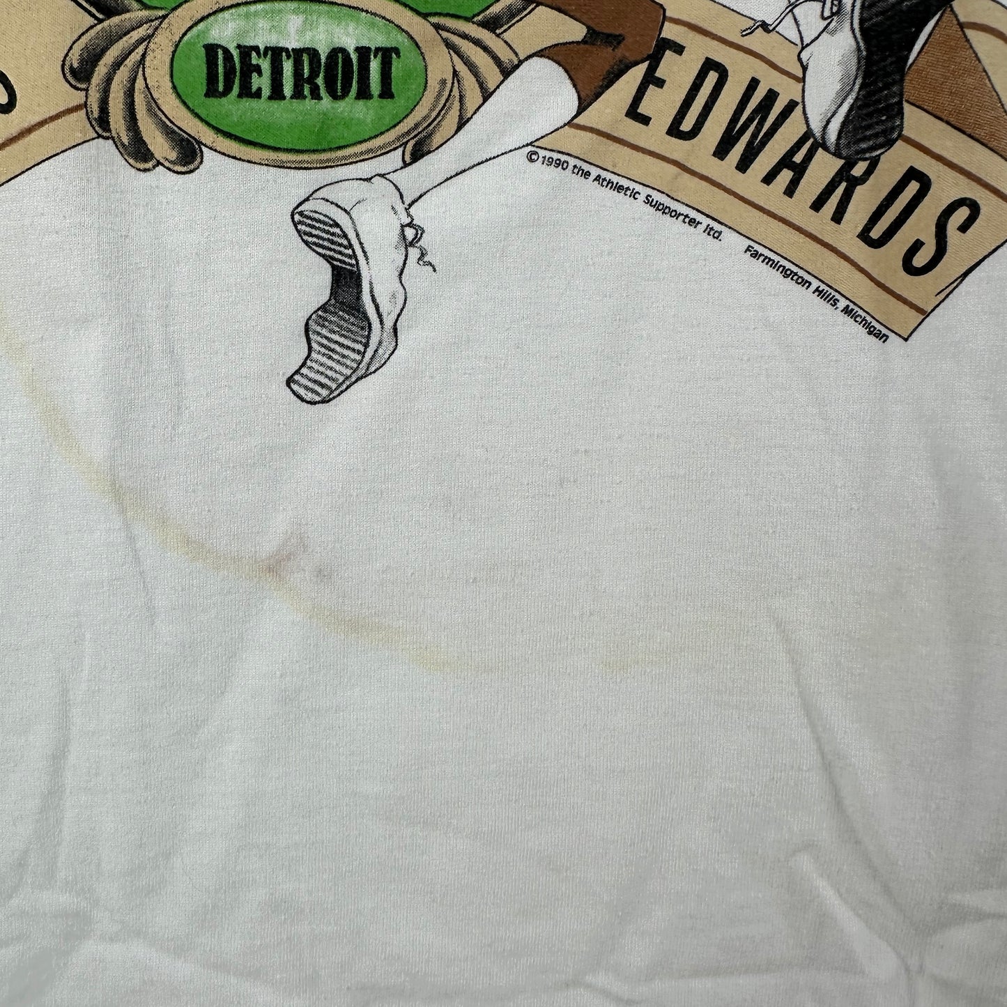 Vintage 1990 James Edwards The Buddha Detroit Pistons NBA Caricature T-shirt