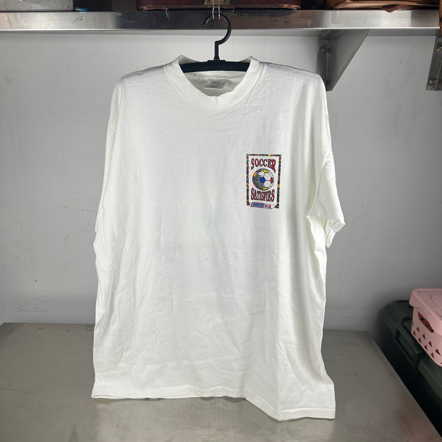 Vintage 1994 Snickers Soccer Satisfies Graphic Single Stitch T-shirt