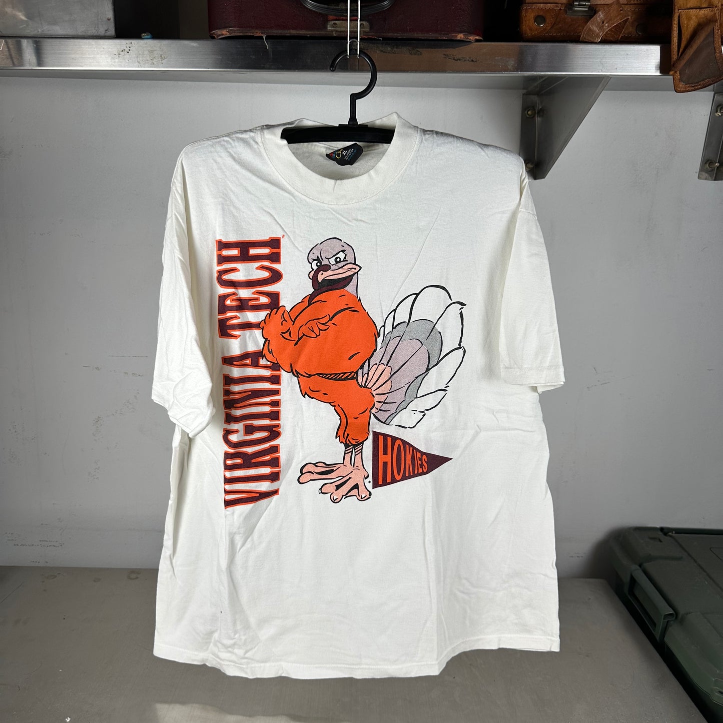 Vintage 90s Virginia Tech Hokies NCAA Mascot Double Sided Graphic T-shirt