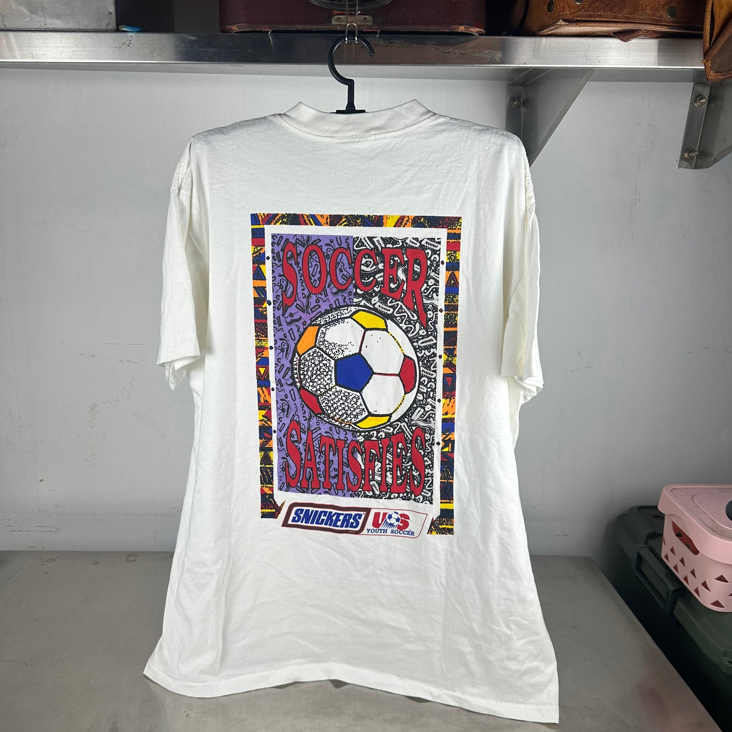 Vintage 1994 Snickers Soccer Satisfies Graphic Single Stitch T-shirt