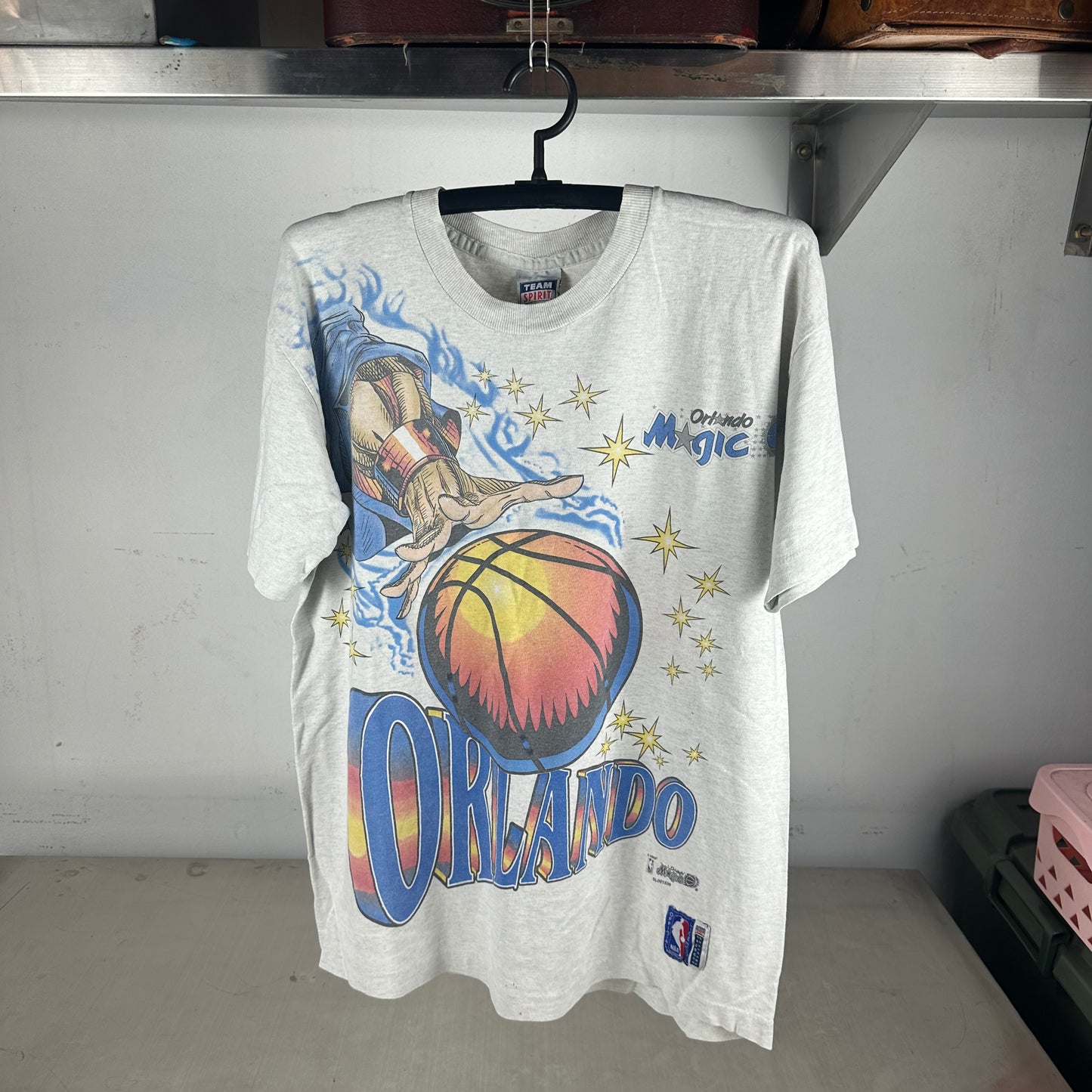 Vintage 90s Orlando Magic Wizard AOP NBA Single Stitch T-shirt