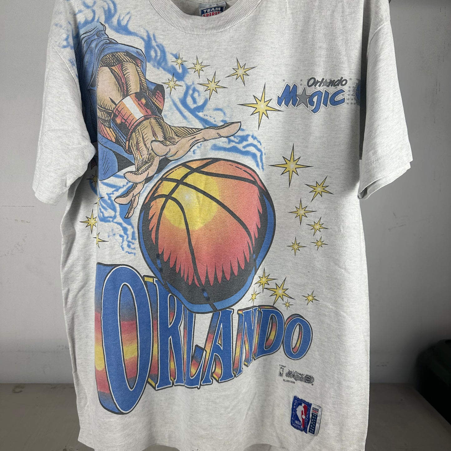 Vintage 90s Orlando Magic Wizard AOP NBA Single Stitch T-shirt
