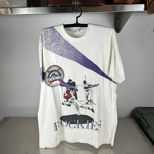 Vintage 90s Colorado Rockies Baseball MLB AOP Single Stitch T-shirt