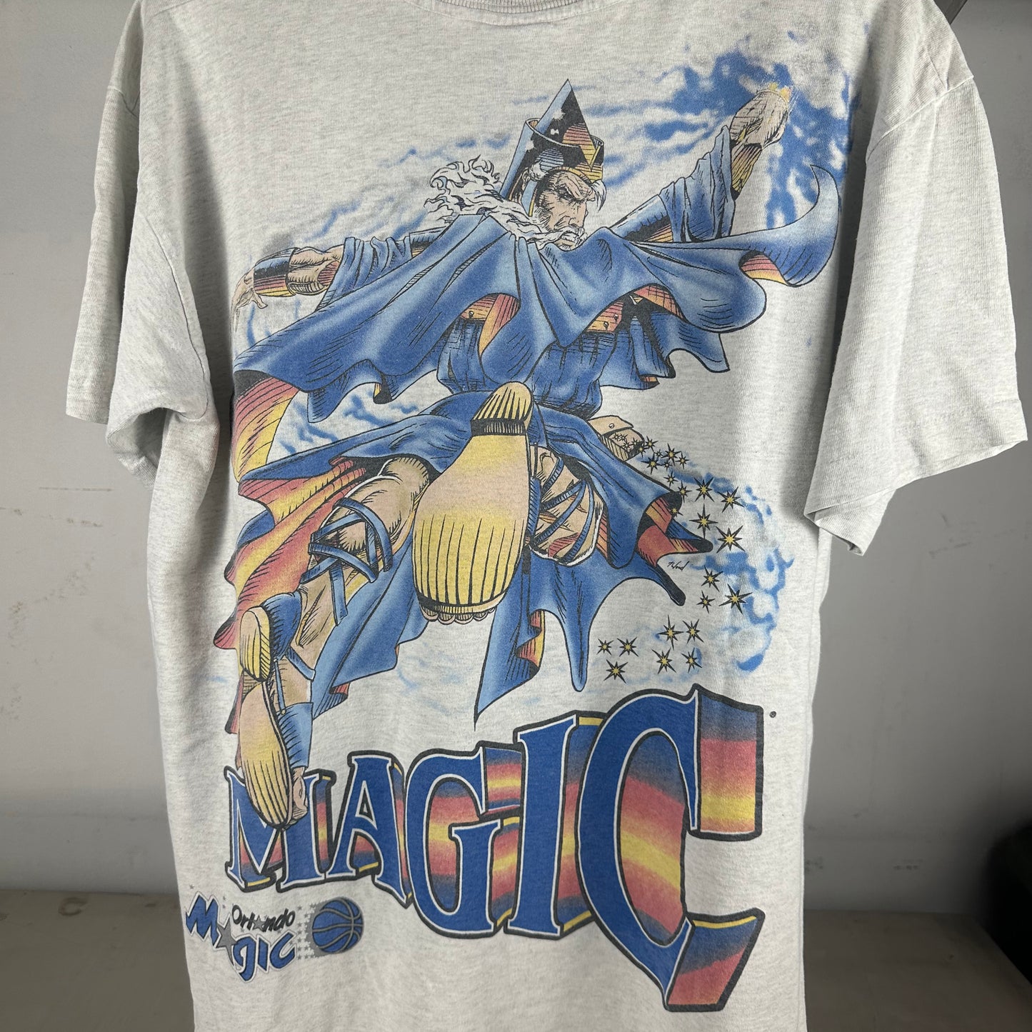 Vintage 90s Orlando Magic Wizard AOP NBA Single Stitch T-shirt