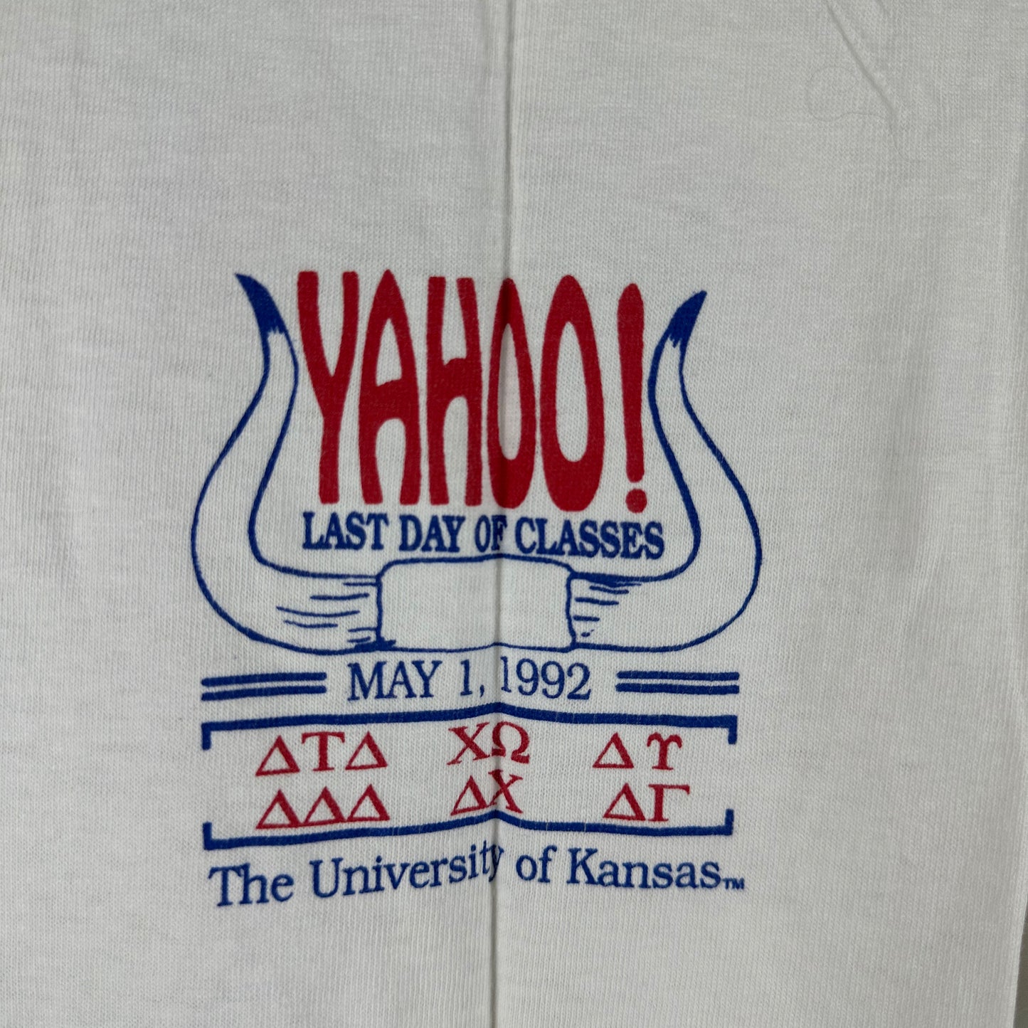 Vintage 1992 Kansas Jayhawks Yahoo! Last Day of Class Single Stitch T-shirt