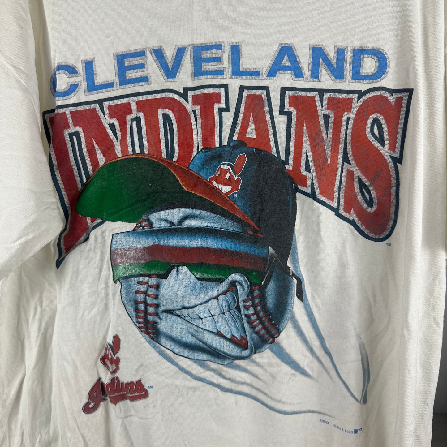 Vintage 1993 Cleveland Indians Baseball MLB Graphic Single Stitch T-shirt