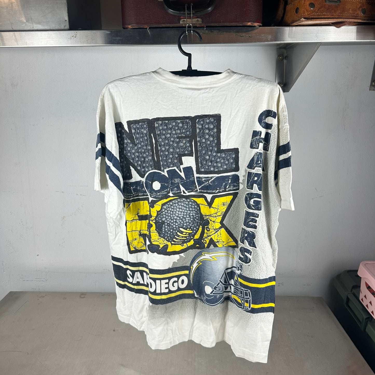 Vintage 1996 San Diego Chargers NFL On Fox AOP Single Stitch T-shirt
