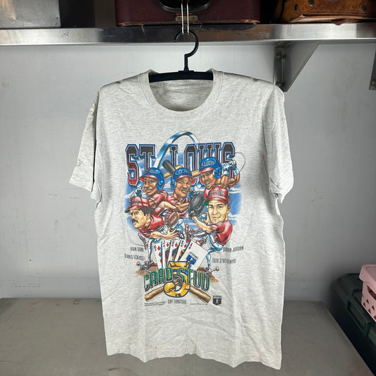 Vintage 1996 St. Louis Cardinals MLB Card Stud Caricature Single Stitch T-shirt