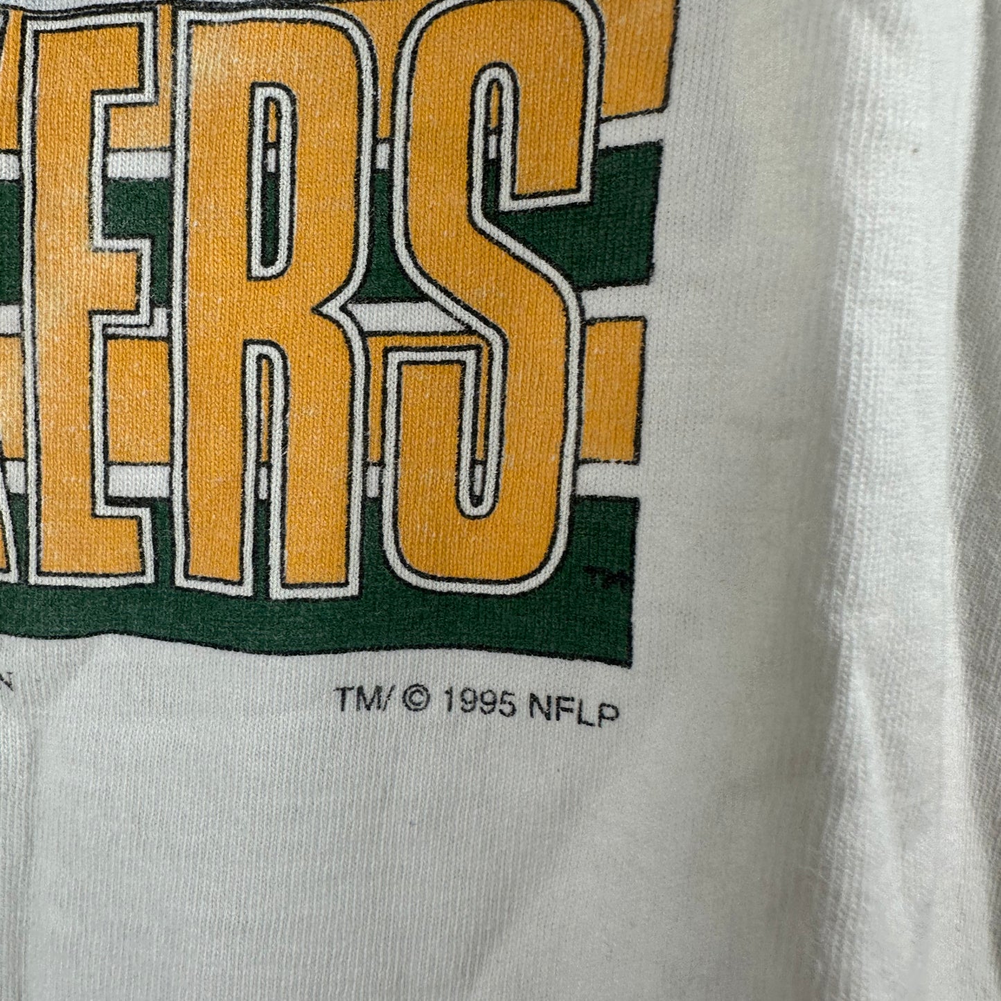 Vintage 1995 Brett Favre Green Bay Packers NFL Caricature Single Stitch T-shirt
