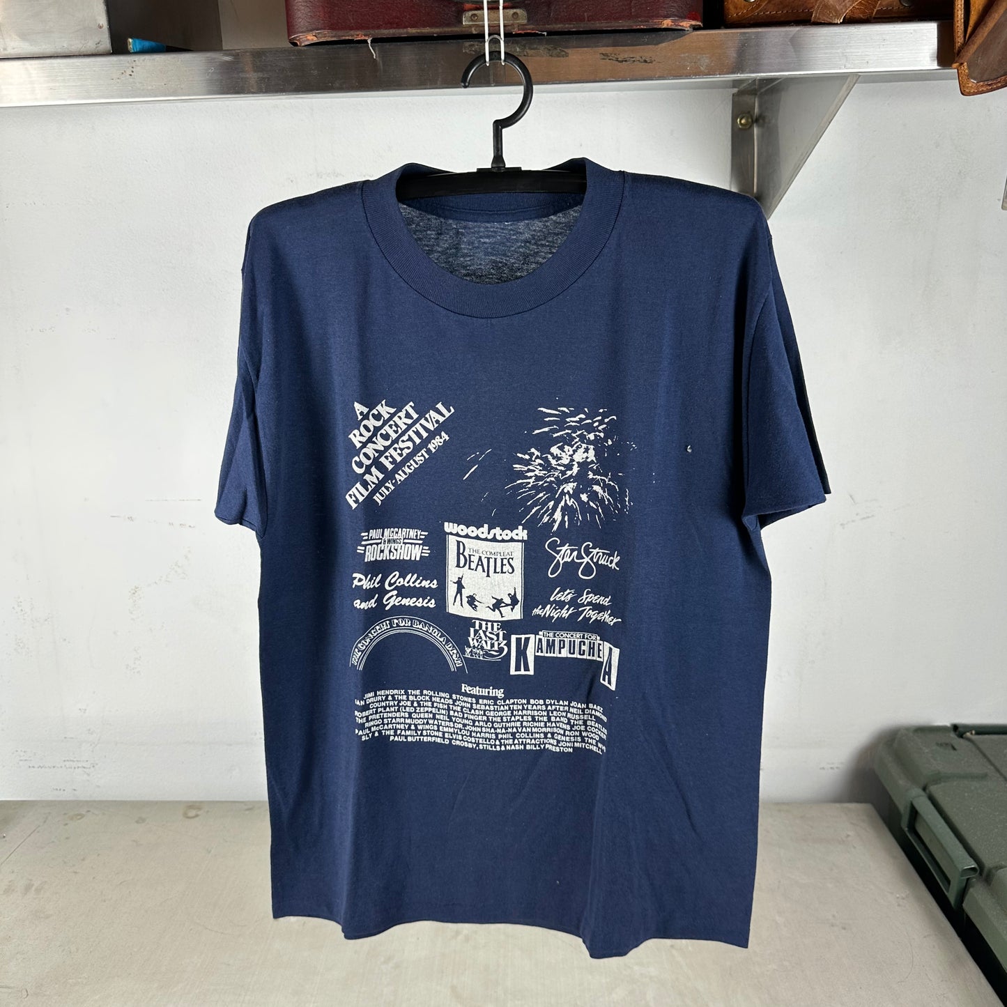 Vintage 1984 The Beatles Phil Collins The Rolling Stones Rock Concert Film Festival T-Shirt