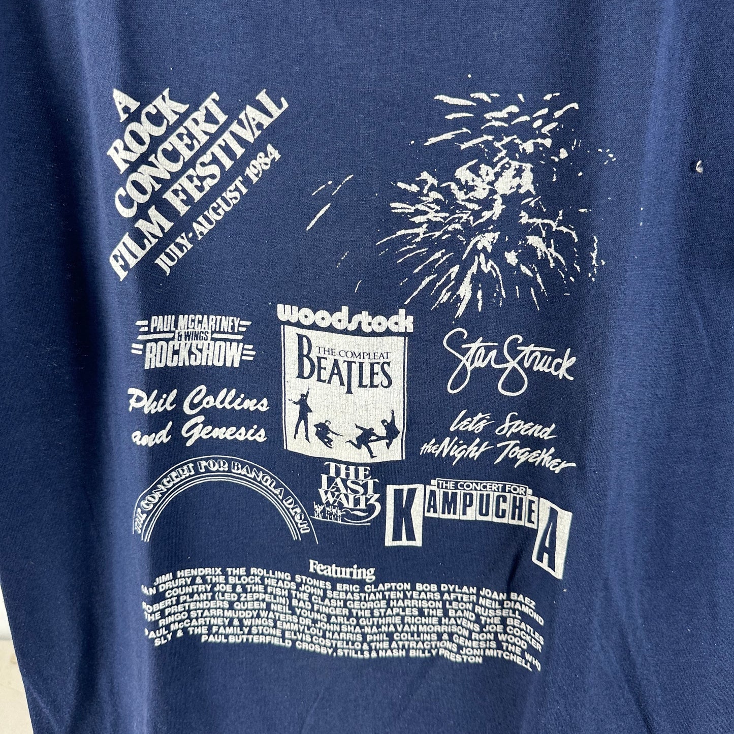 Vintage 1984 The Beatles Phil Collins The Rolling Stones Rock Concert Film Festival T-Shirt