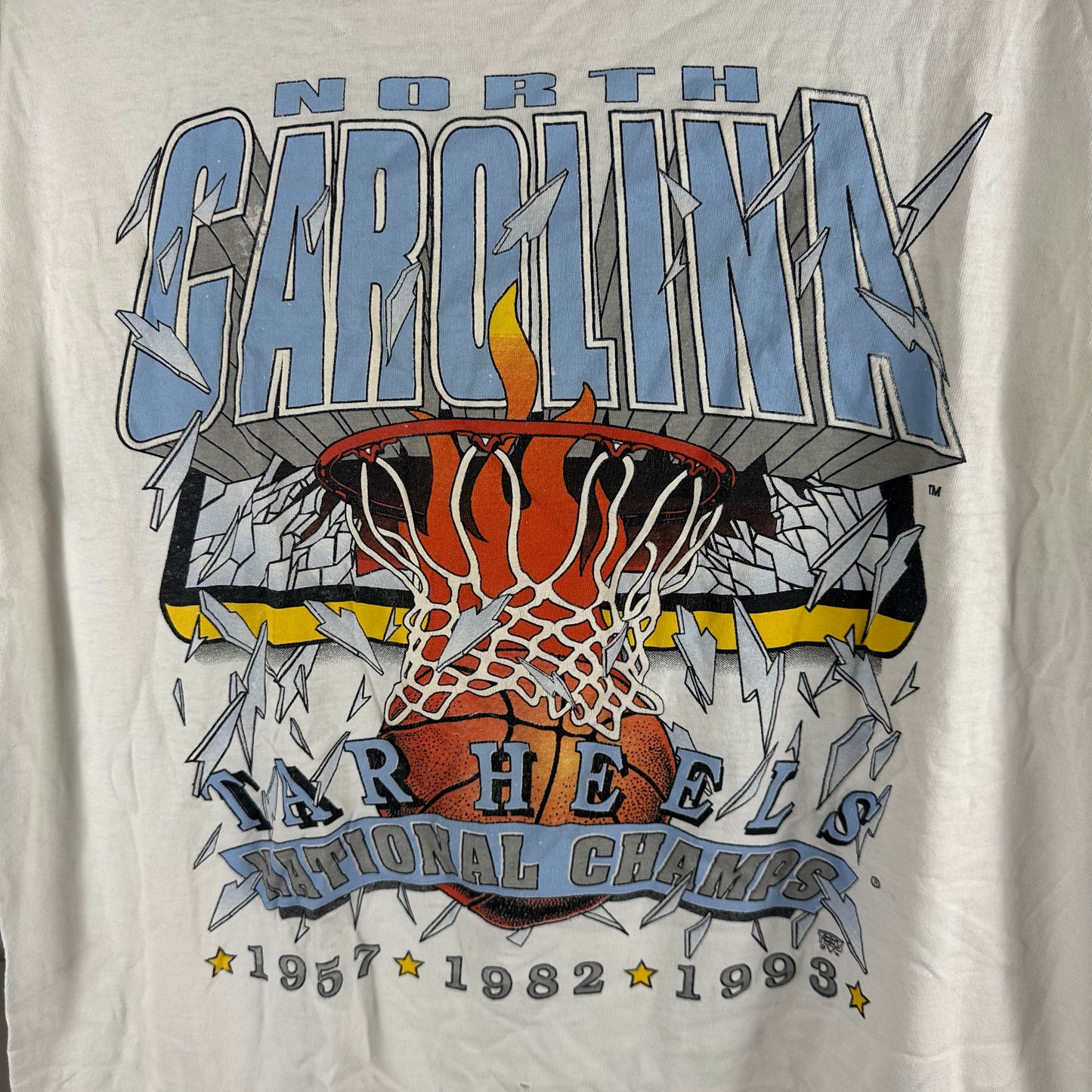 Vintage 1993 UNC Tar Heels Basketball NCAA Champions Single Stitch T-shirt