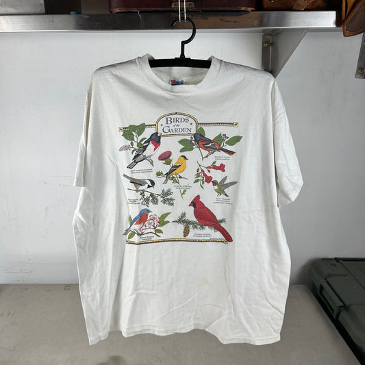 Vintage 90s Birds of the Garden Bird Species Nature Graphic Single Stitch T-Shirt