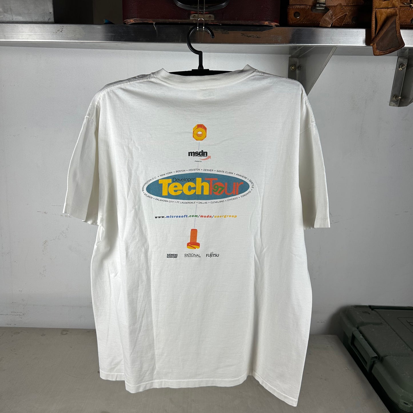 Vintage 90s Microsoft Computer Get Down to the Nuts &amp; Bolts! Single Stitch T-Shirt