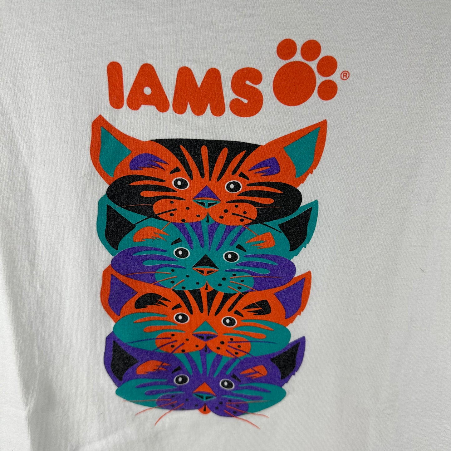 Vintage 90s Iams Cat Food Artwork Promo Single Stitch T-Shirt