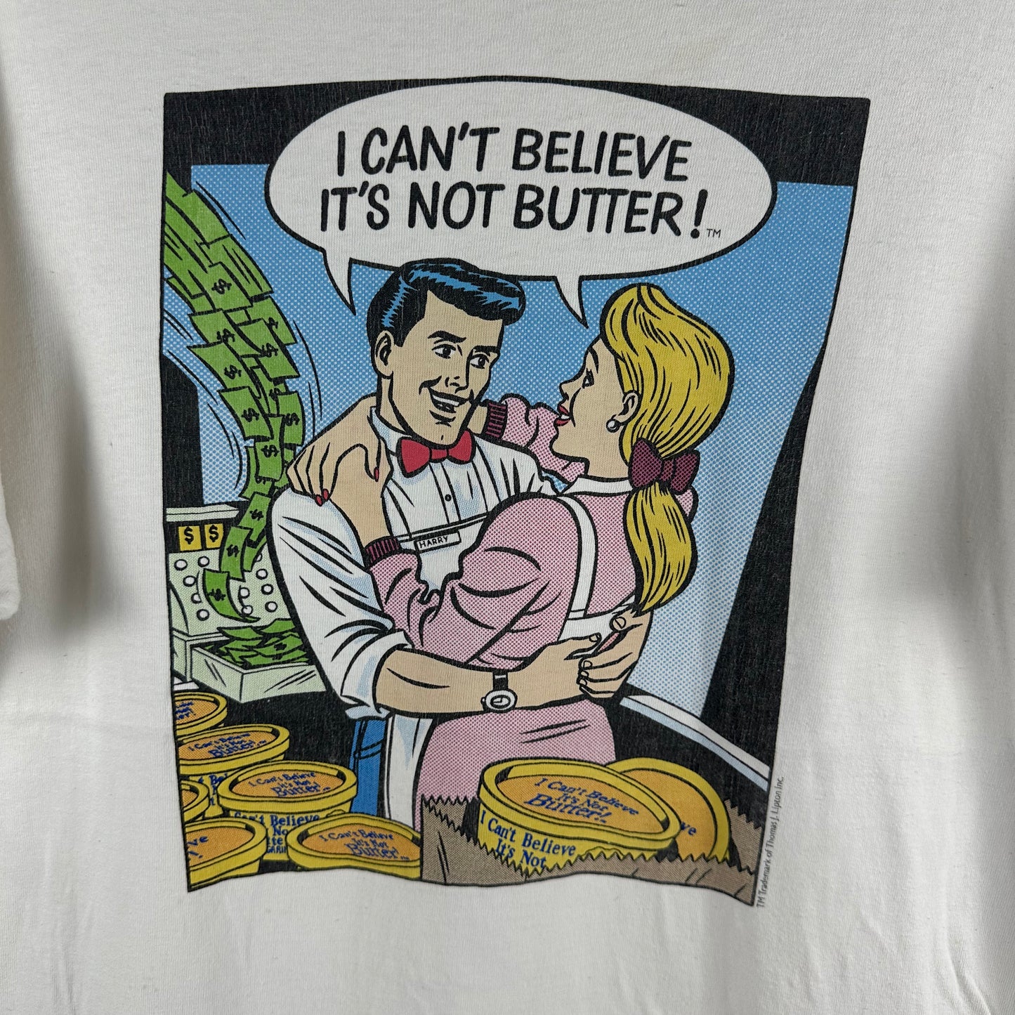Vintage 90s I Can't Believe It's Not Butter! Comic Strip Single Stitch T-shirt