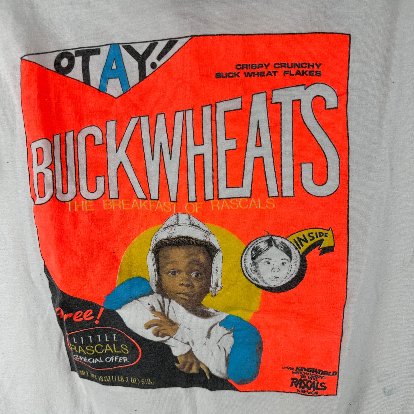 Vintage 1986 Buckwheats Little Rascals Cereal Promo Single Stitch T-Shirt