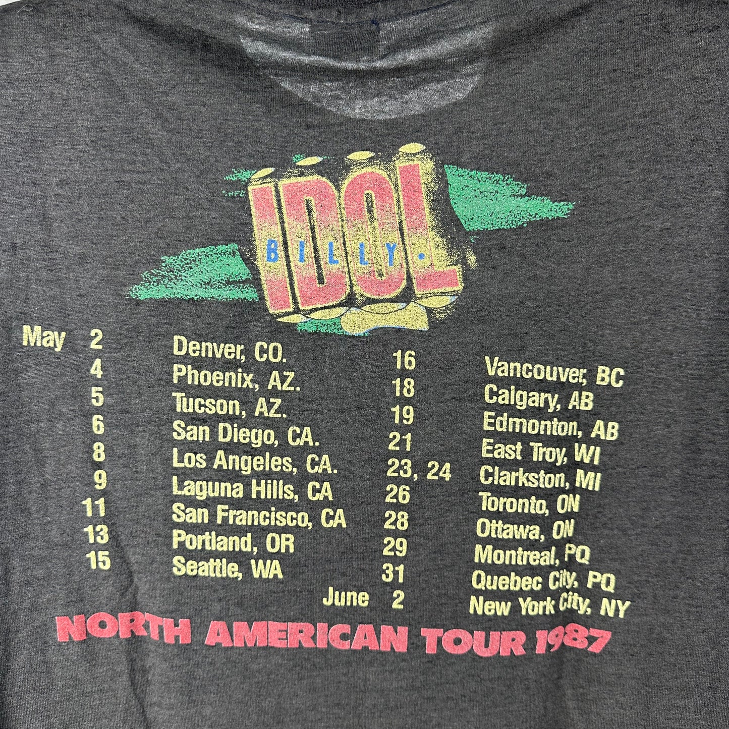 Vintage 1987 Billy Idol Whiplash Smile Tour Concert T-Shirt