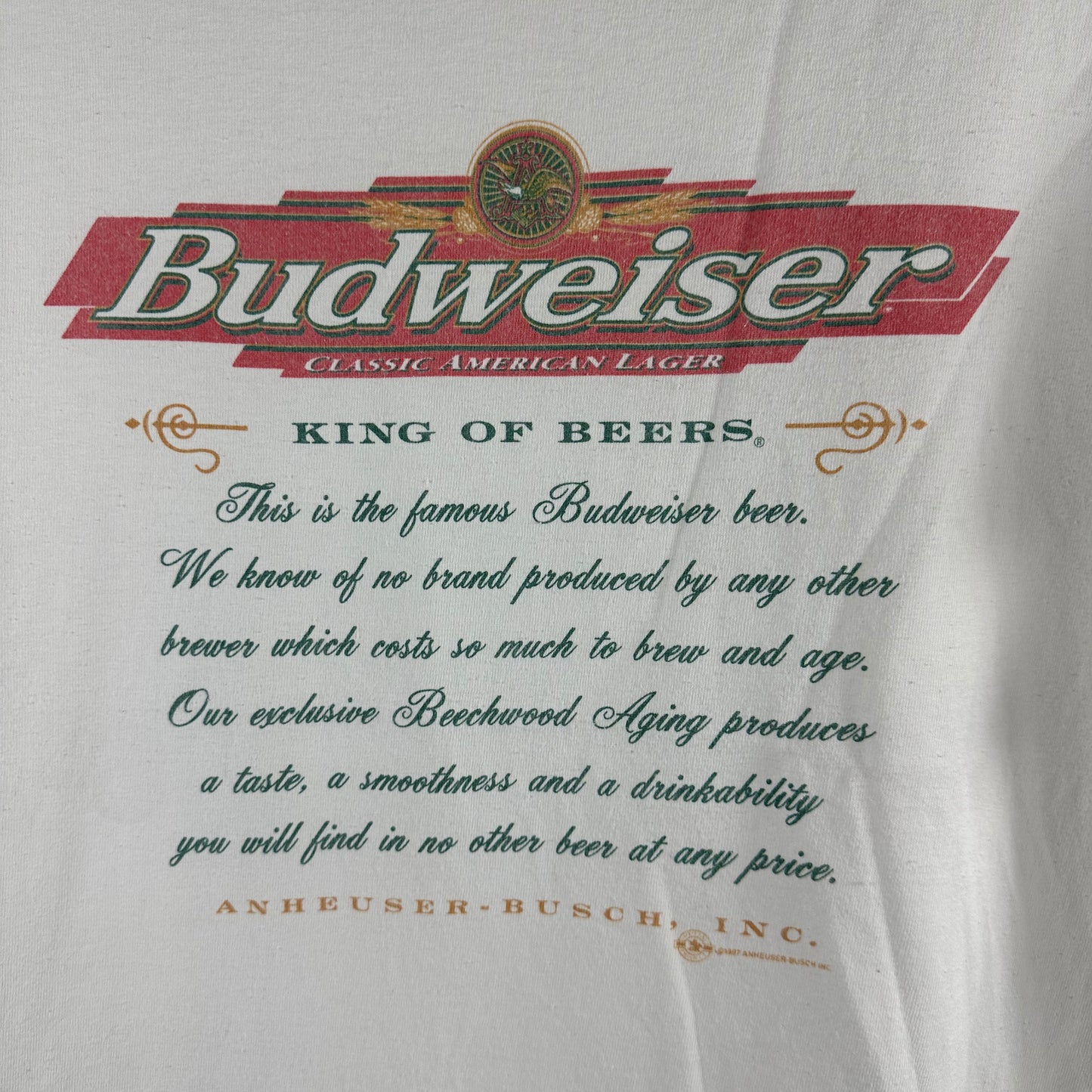 Vintage 1997 Budweiser King of Beers Graphic Promo T-shirt