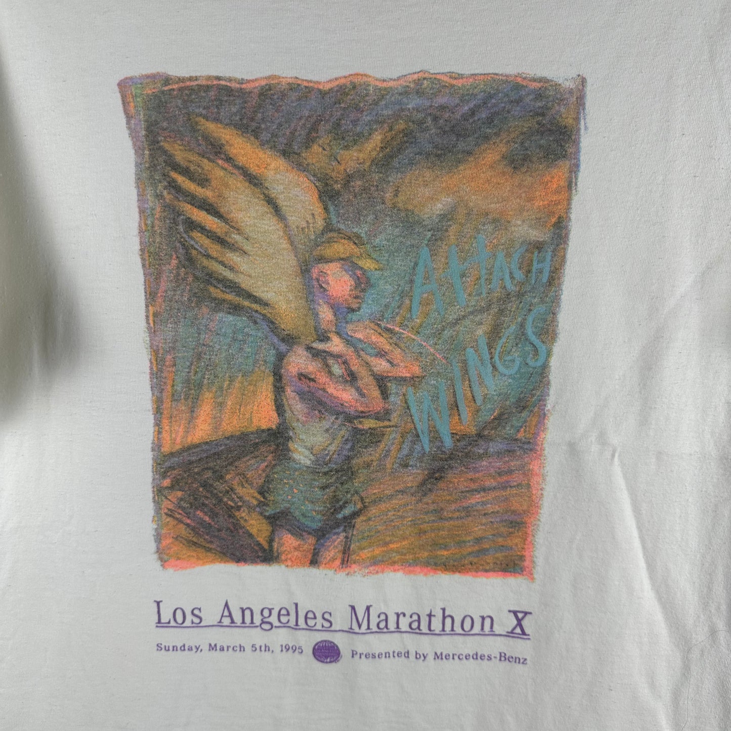 Vintage 1995 LA Marathon Mercedes Benz Running Single Stitch T-shirt