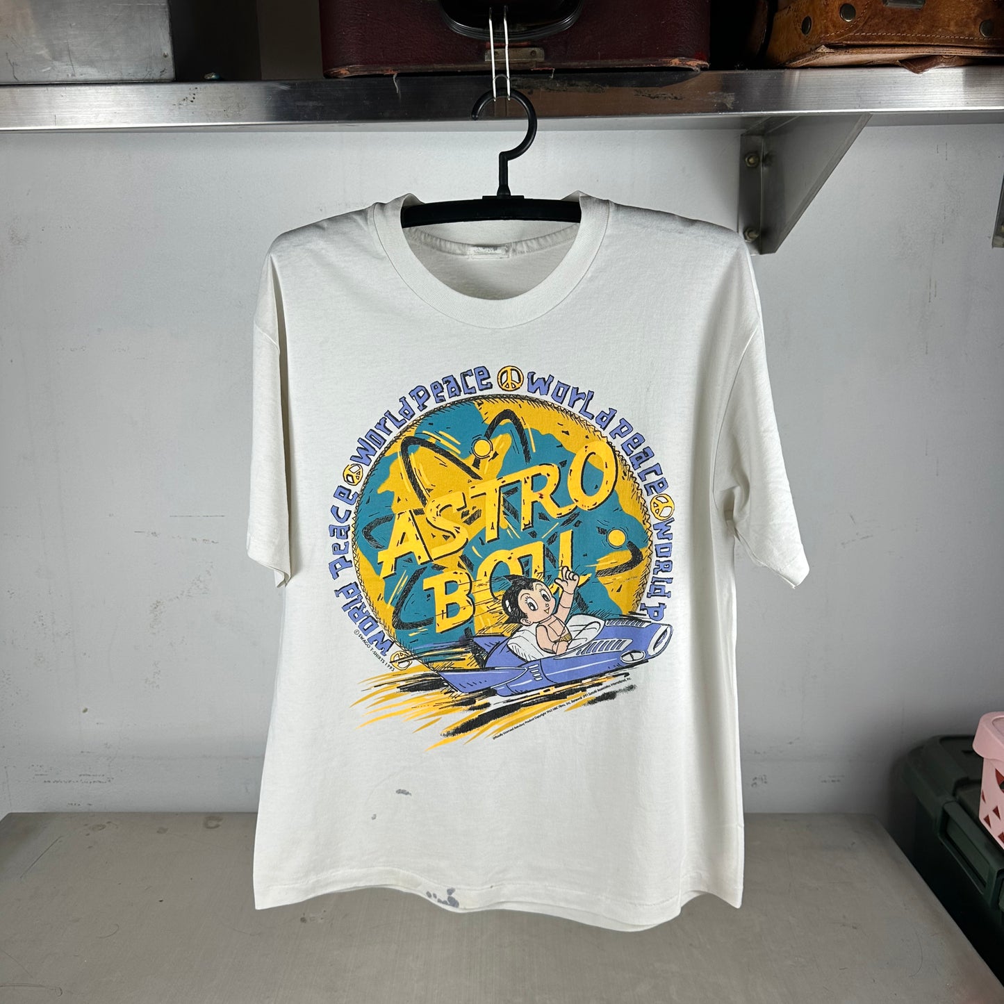 Vintage 1991 Astro Boy World Peace Graphic Single Stitch T-shirt
