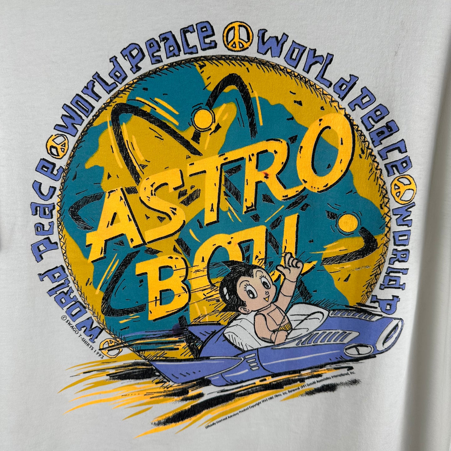 Vintage 1991 Astro Boy World Peace Graphic Single Stitch T-shirt