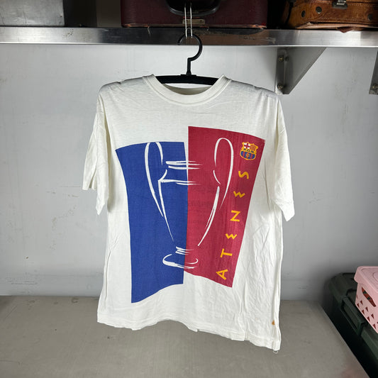 Vintage 1994 FC Barcelona UEFA Champions League Soccer Single Stitch T-shirt