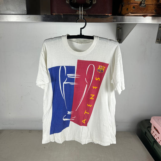 Vintage 1994 FC Barcelona UEFA Champions League Soccer Single Stitch T-shirt