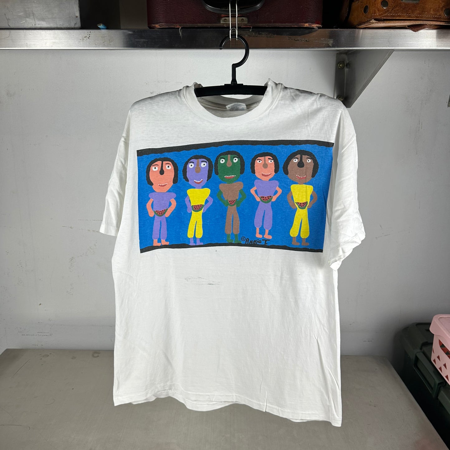 Vintage 90s Annie Tolliver Folk Art Painting Single Stitch T-shirt
