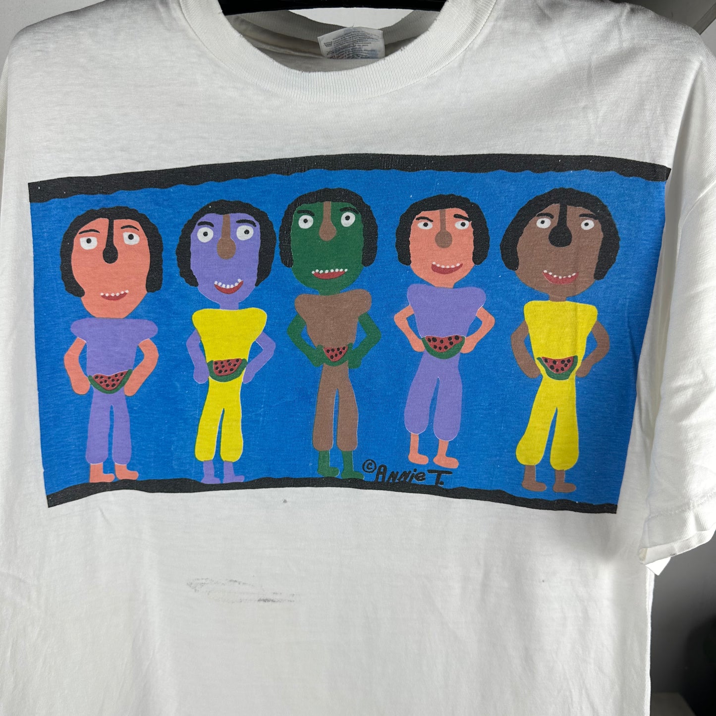 Vintage 90s Annie Tolliver Folk Art Painting Single Stitch T-shirt