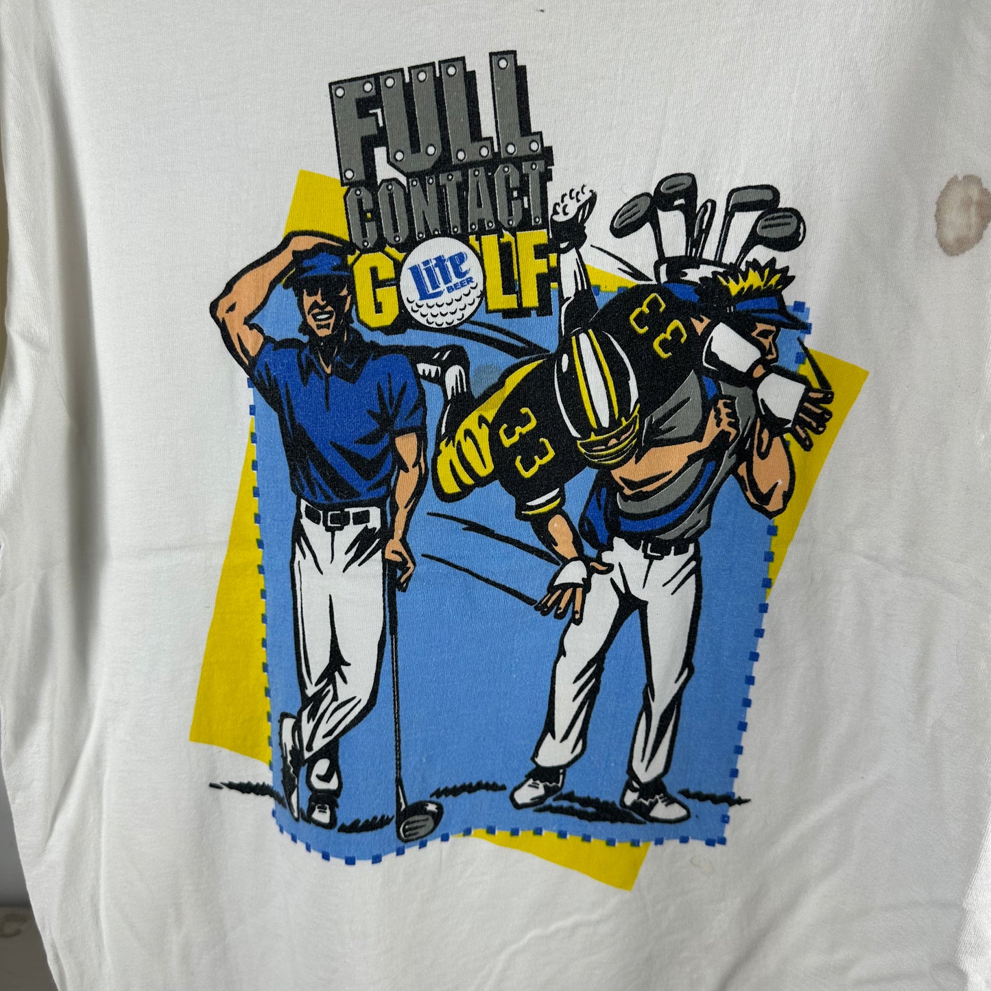Vintage 90s Lite Beer Full Contact Golf Graphic Promo Single Stitch T-shirt
