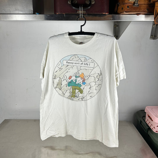 Vintage 90s The Adventures of Tintin Funny Sort of Lift! Single Stitch T-shirt
