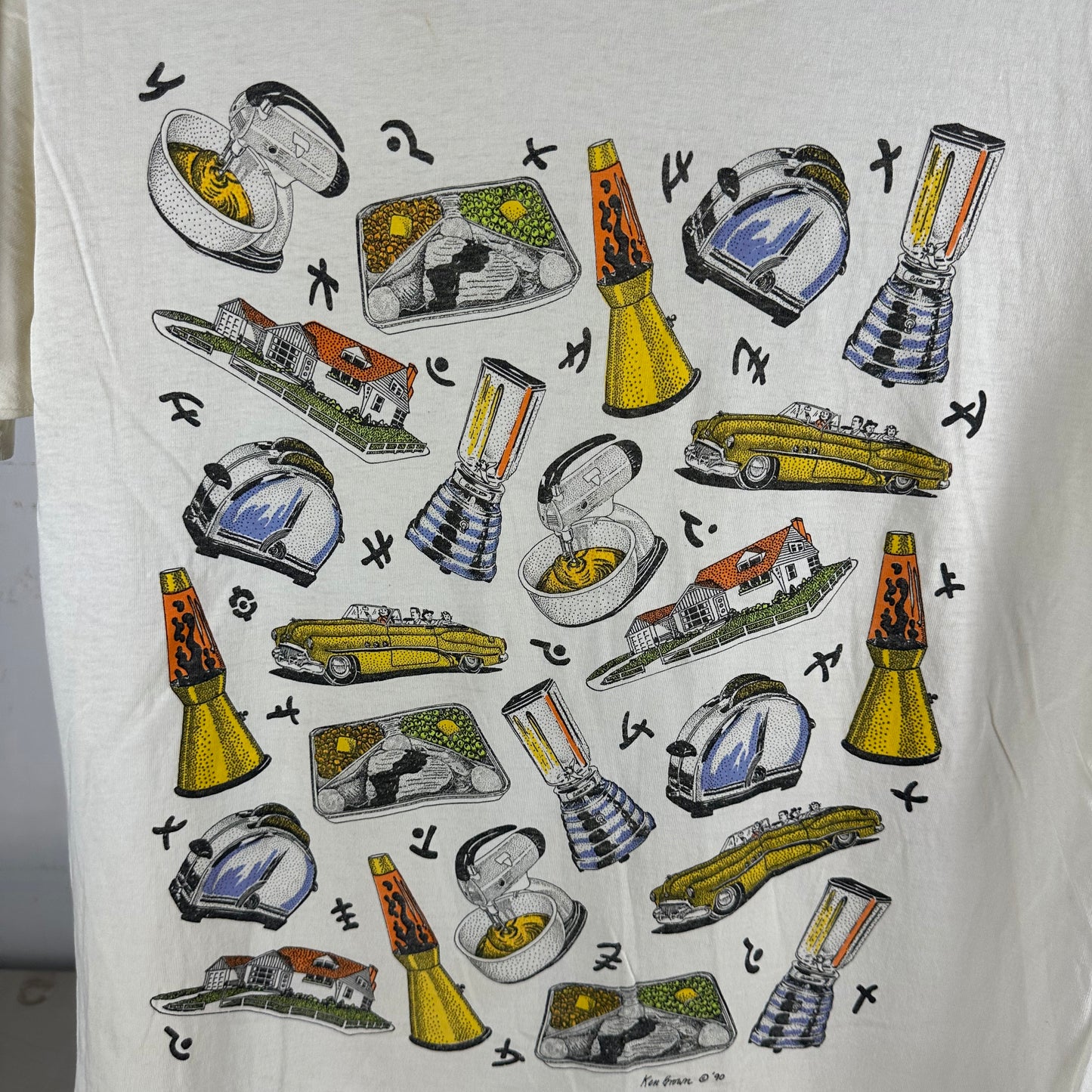 Vintage 1990 Ken Brown Pop Art T-shirt