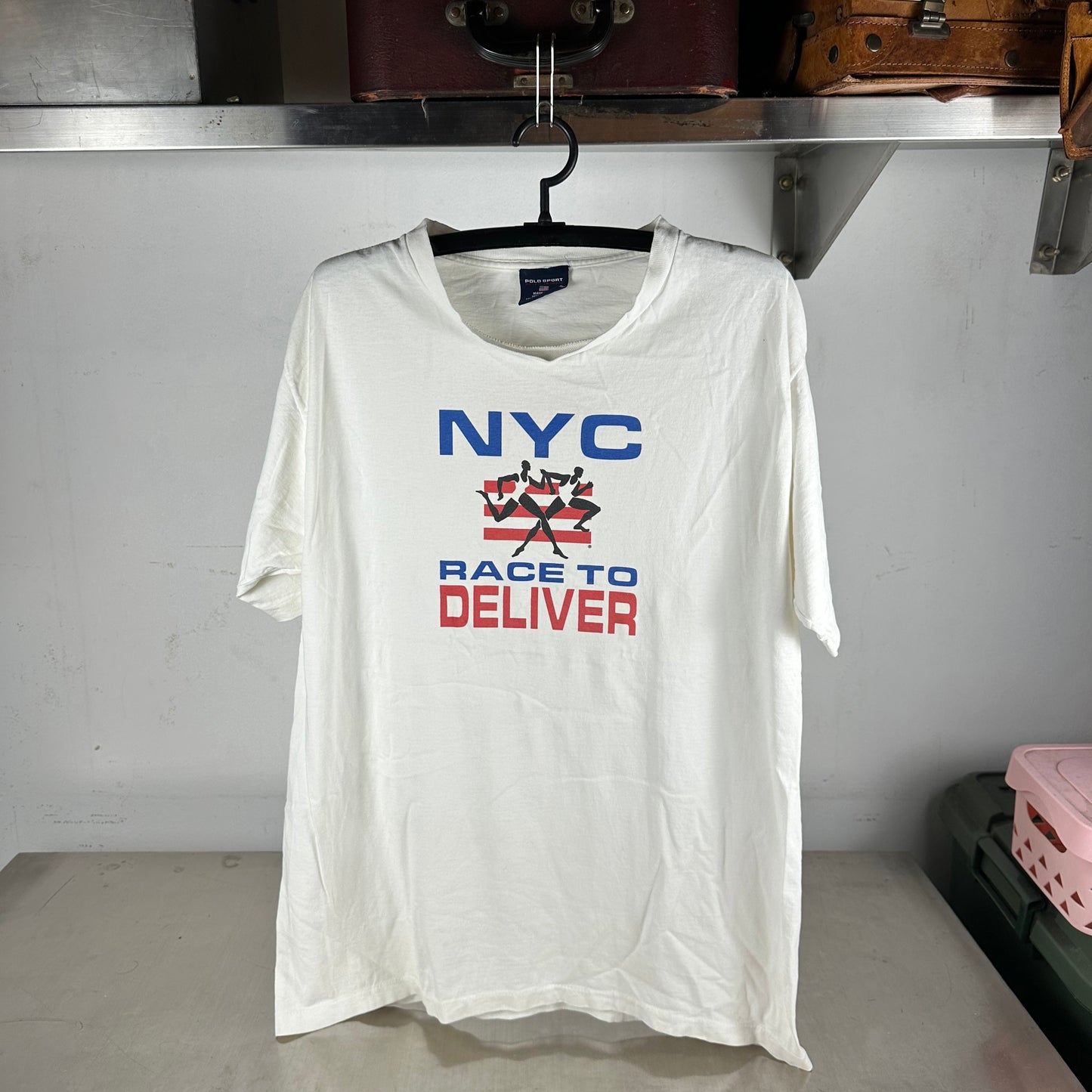 Vintage Polo Sport Ralph Lauren 1996 NYC Marathon Running Single Stitch T-shirt