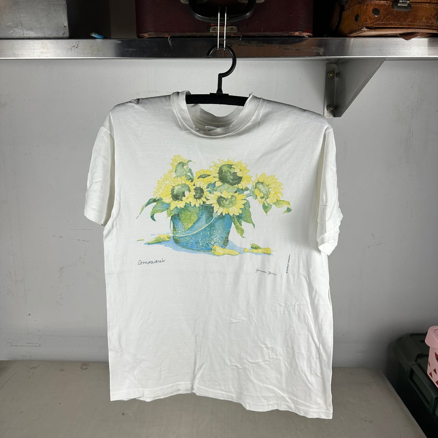 Vintage 1992 Sunflowers Compadres Janette Jones Artwork Single Stitch T-shirt