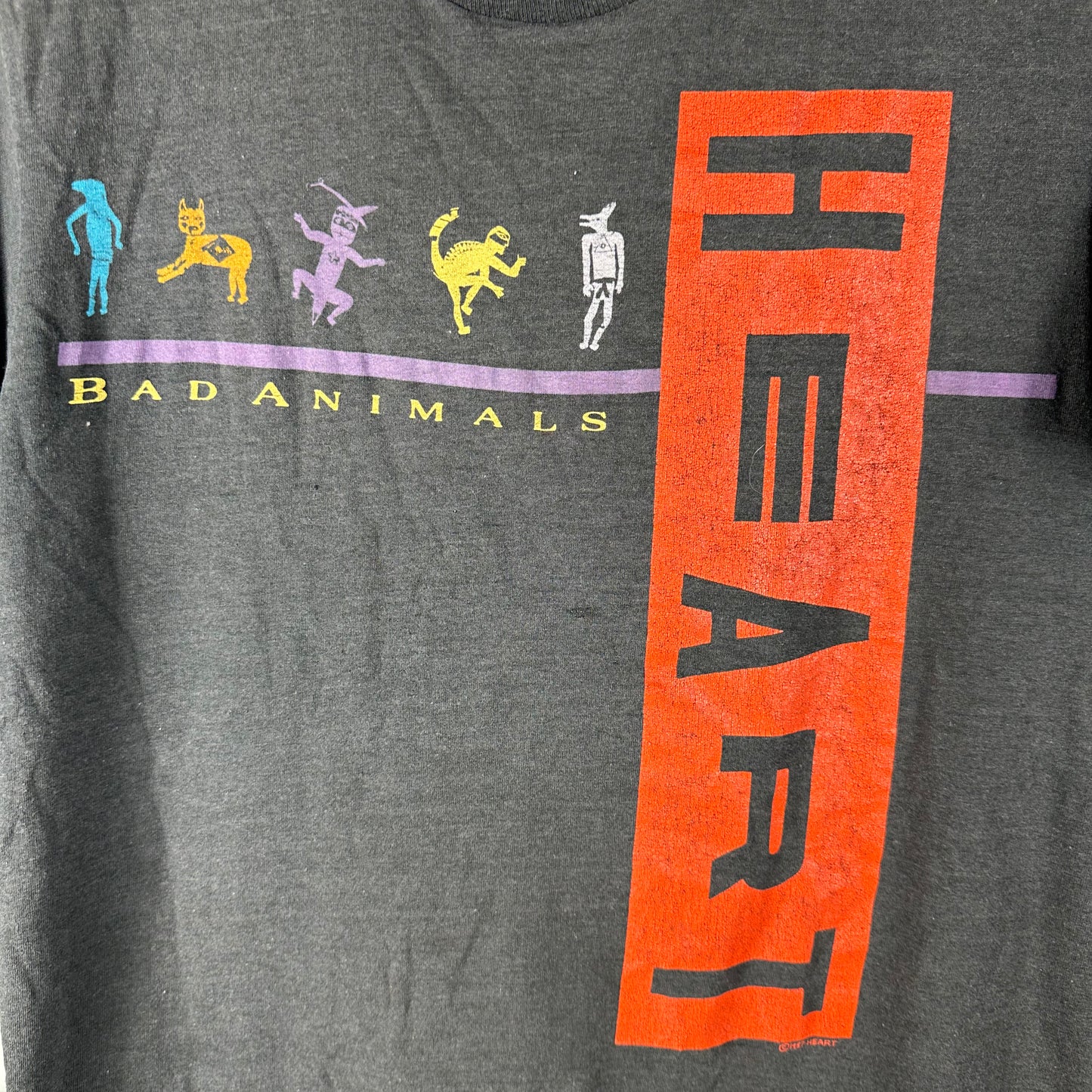 Vintage 1987 Heart Bad Animals Rock Band Tour Concert Single Stitch T-Shirt