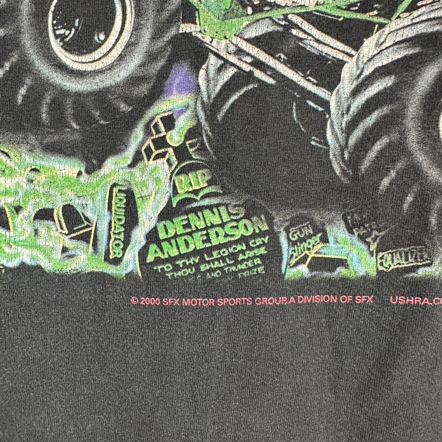 Vintage 2000 Dennis Anderson Grave Digger Monster Truck Racing Graphic T-shirt
