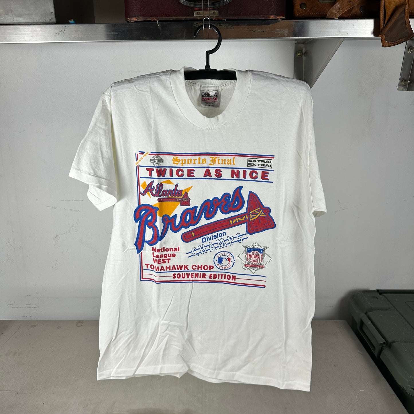 Vintage 90s Atlanta Braves Tomahawk Chop MLB Twice As Nice Single Stitch T-Shirt