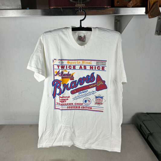 Vintage 90s Atlanta Braves Tomahawk Chop MLB Twice As Nice Single Stitch T-Shirt