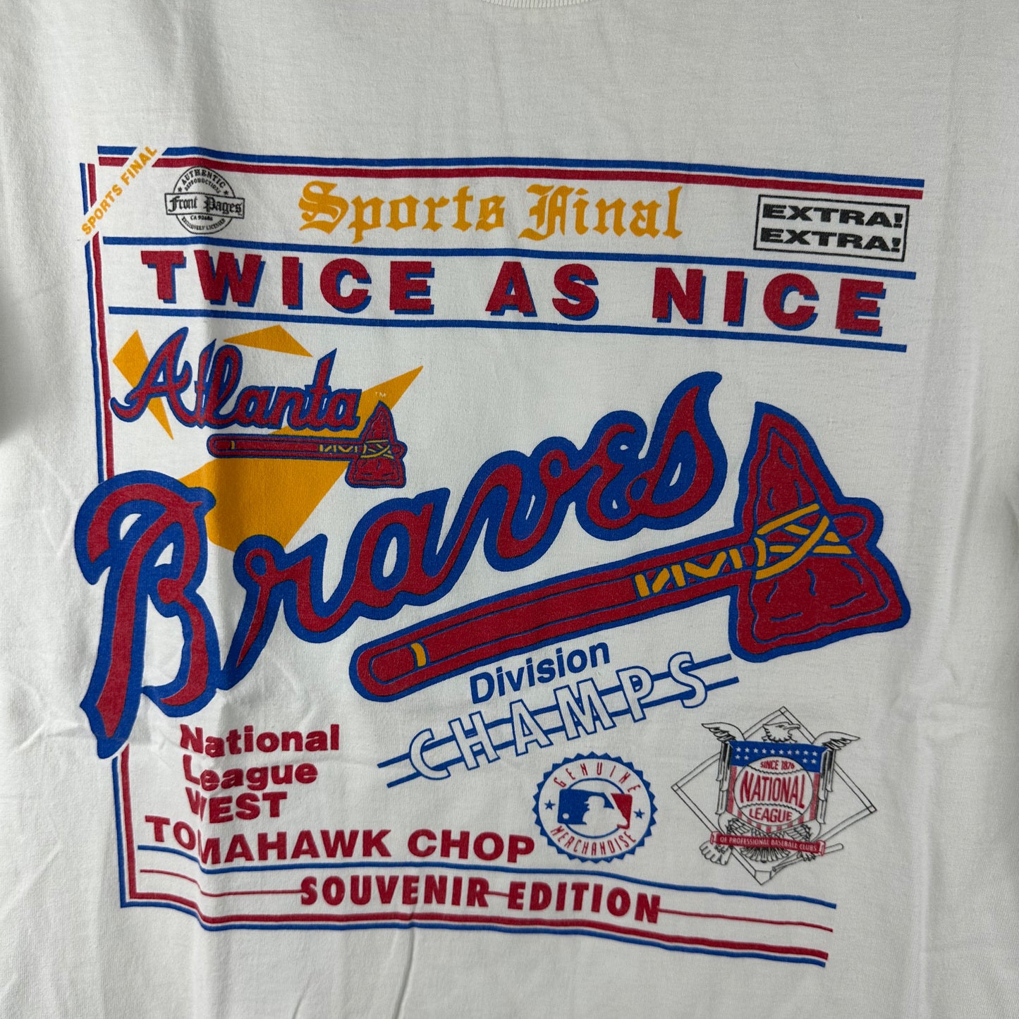 Vintage 90s Atlanta Braves Tomahawk Chop MLB Twice As Nice Single Stitch T-Shirt