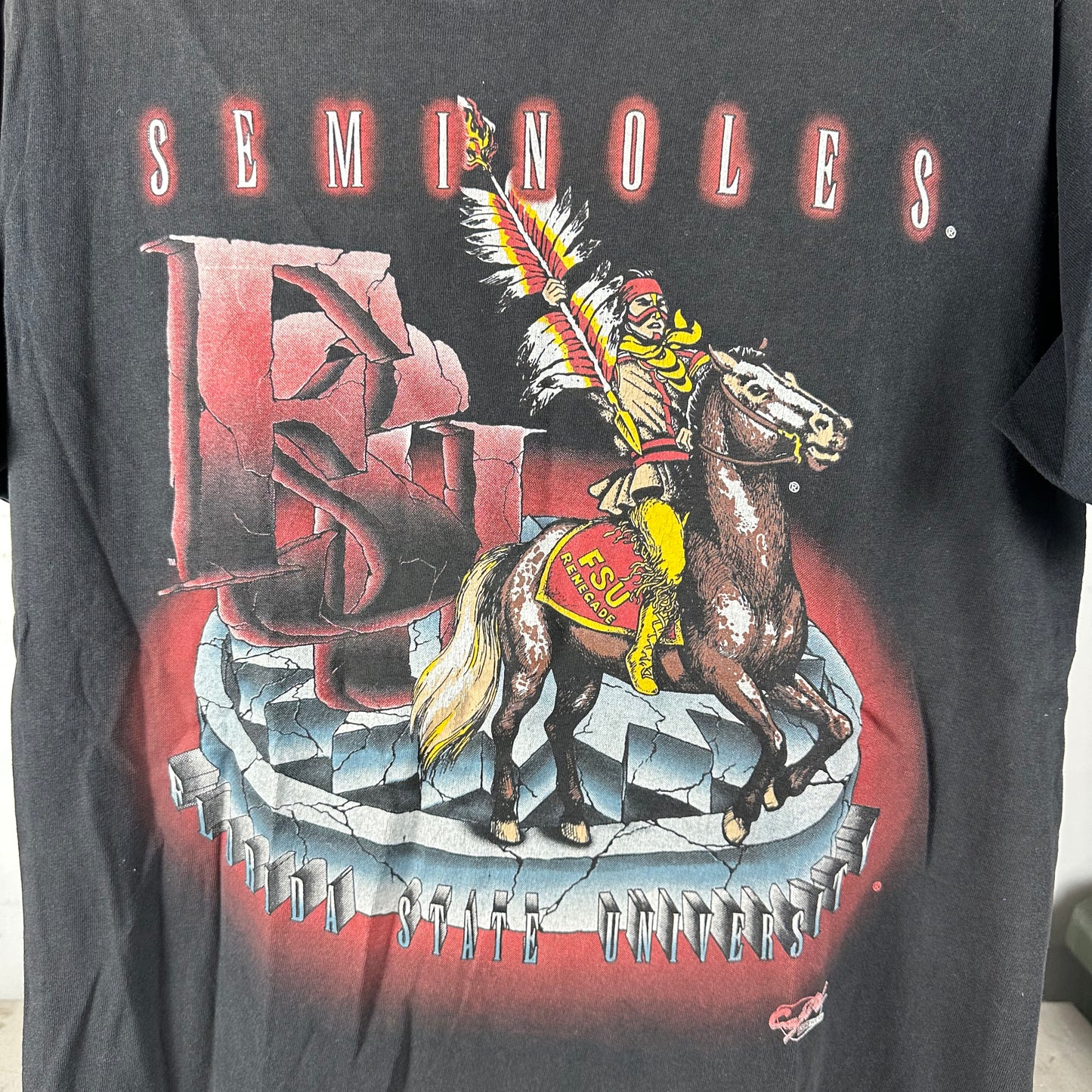 Vintage 90s FSU Seminoles NCAA Mascot Graphic Single Stitch T-Shirt