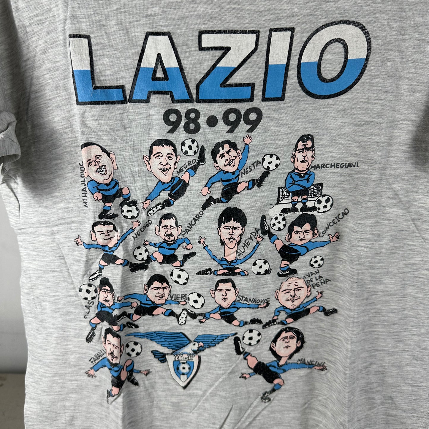 Vintage 1998/99 SS Lazio Italian Football Club Soccer Caricature T-Shirt