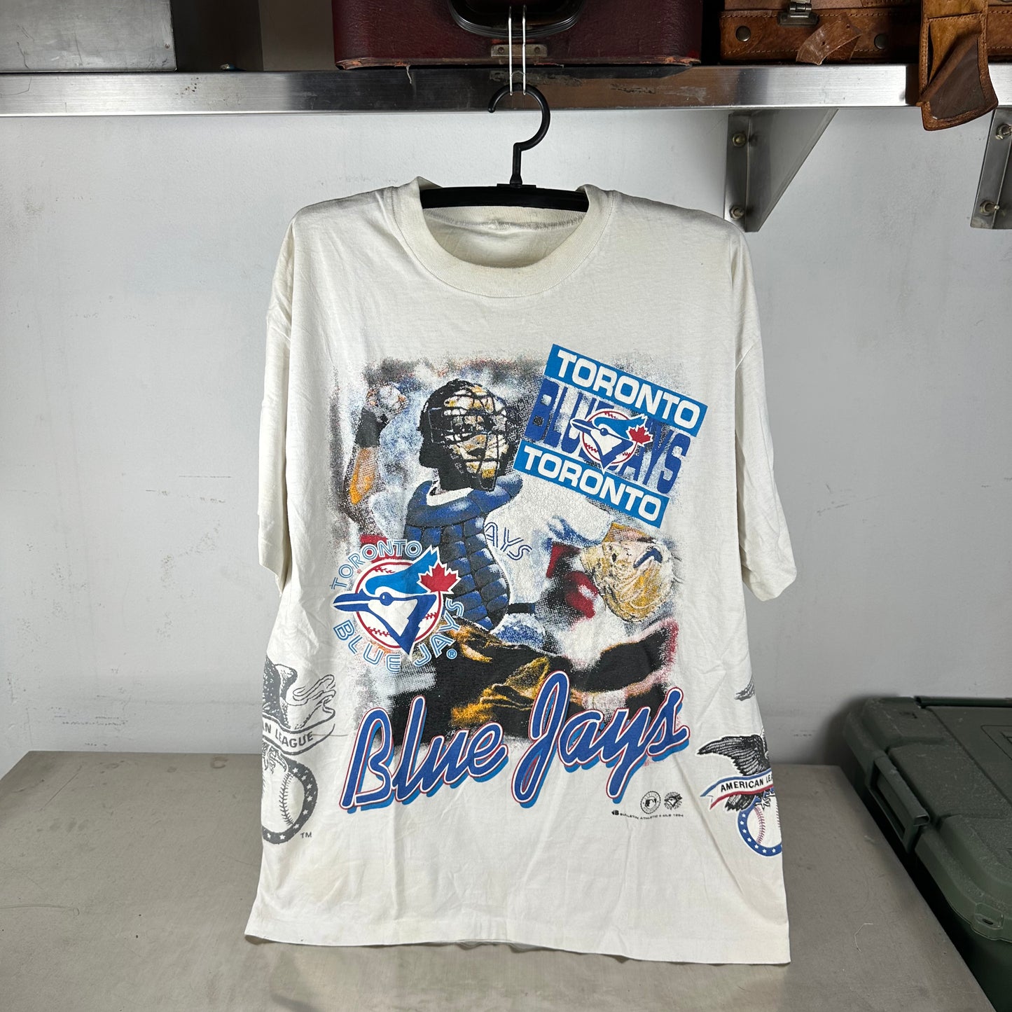 Vintage 1994 Toronto Blue Jays Bulletin Athletic MLB AOP Single Stitch T-Shirt