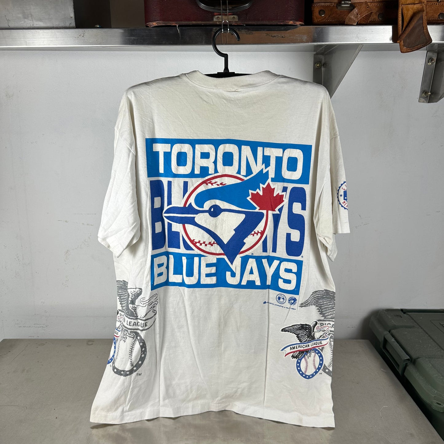 Vintage 1994 Toronto Blue Jays Bulletin Athletic MLB AOP Single Stitch T-Shirt